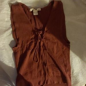 Girls or women's tie front high rise top